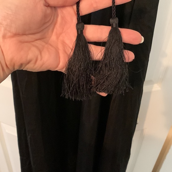 H&M black silky lined maxi dress gathered waist and neckline sz8,very forgiving - Picture 5 of 9